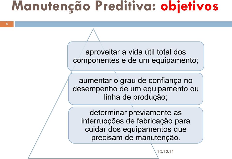 equipamento ou linha de produção; determinar previamente as