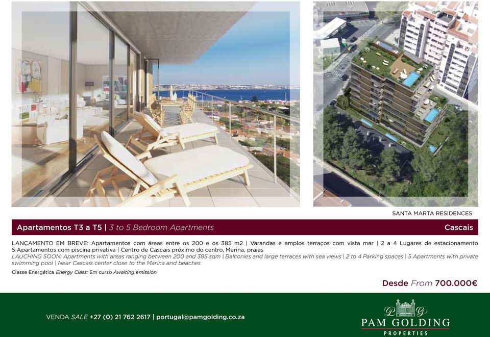 próximo do centro, Marina, praias LAUCHING SOON: Apartments with areas ranging between 200 and 385 sqm Balconies and large terraces with