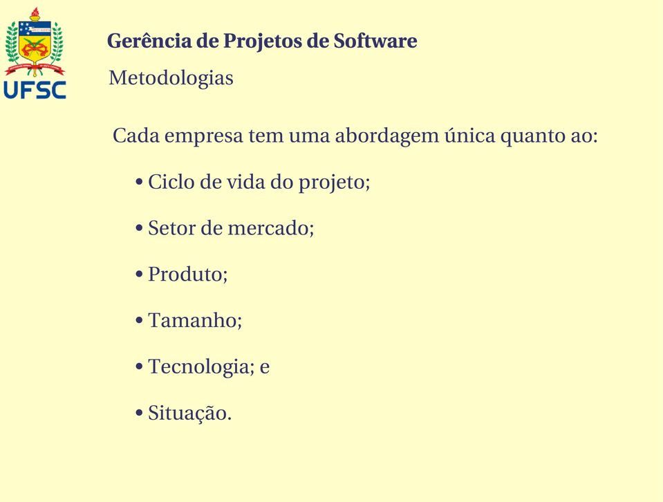 projeto; Setor de mercado;