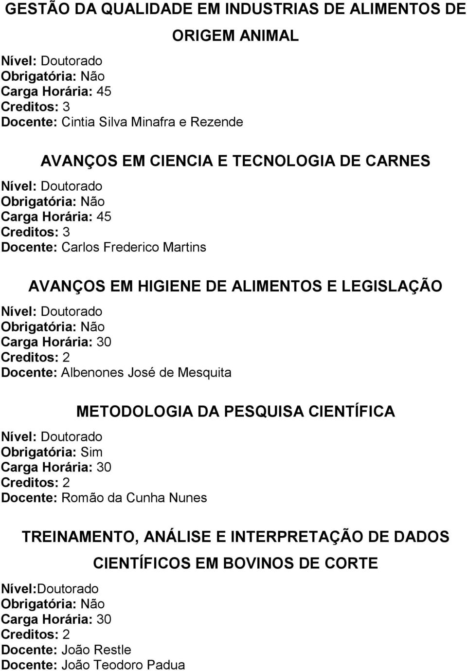 Mesquita METODOLOGIA DA PESQUISA CIENTÍFICA Obrigatória: Sim Docente: Romão da Cunha Nunes TREINAMENTO, ANÁLISE