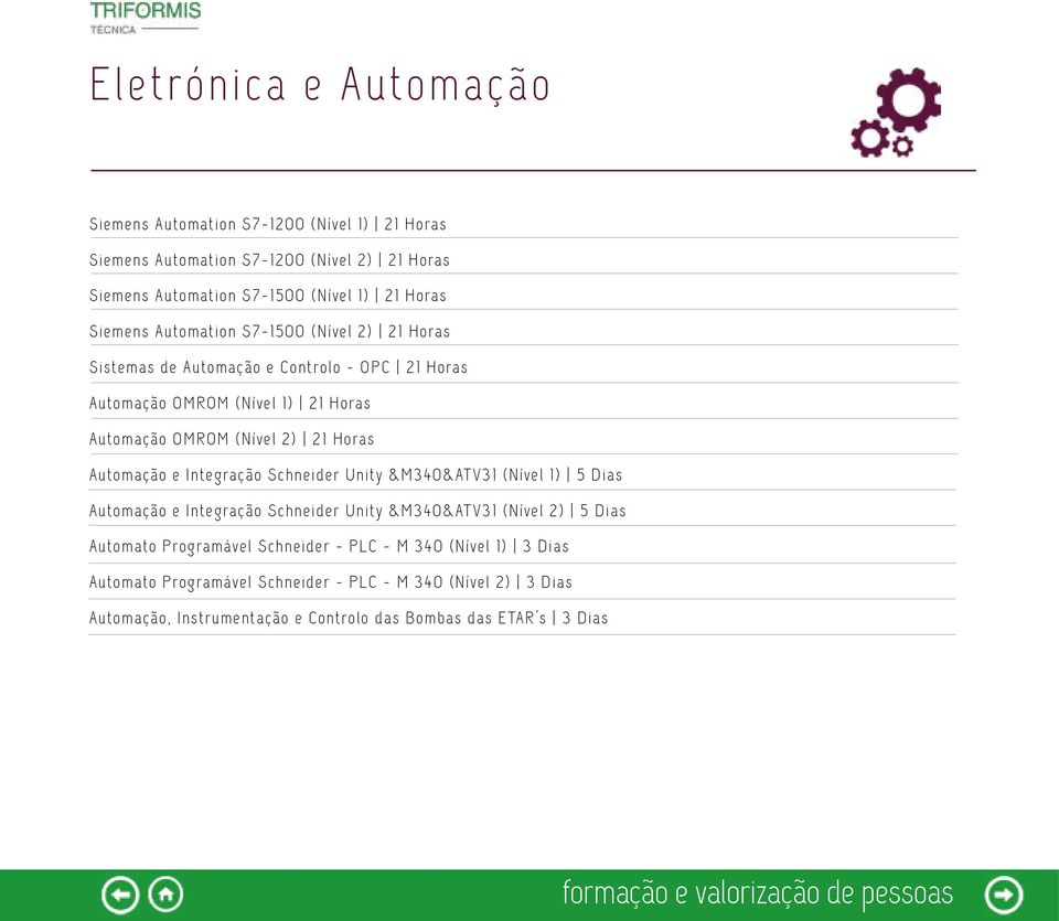 Horas Automação e Integração Schneider Unity &M340&ATV31 (Nível 1) 5 Dias Automação e Integração Schneider Unity &M340&ATV31 (Nível 2) 5 Dias Automato Programável