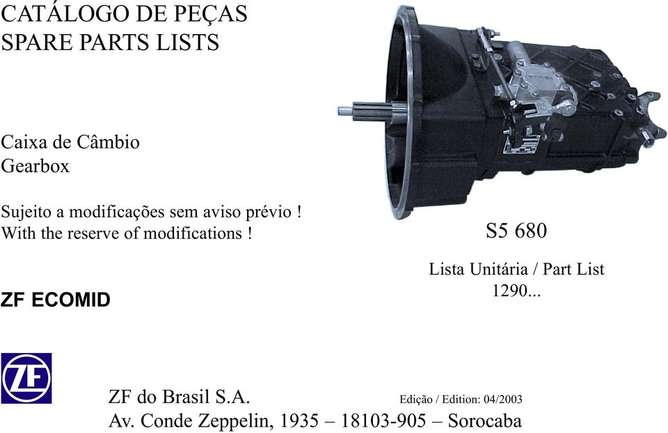 Z ECOMID S5 680 Lista Unitária / Part List 90... Z do Brasil S.A.