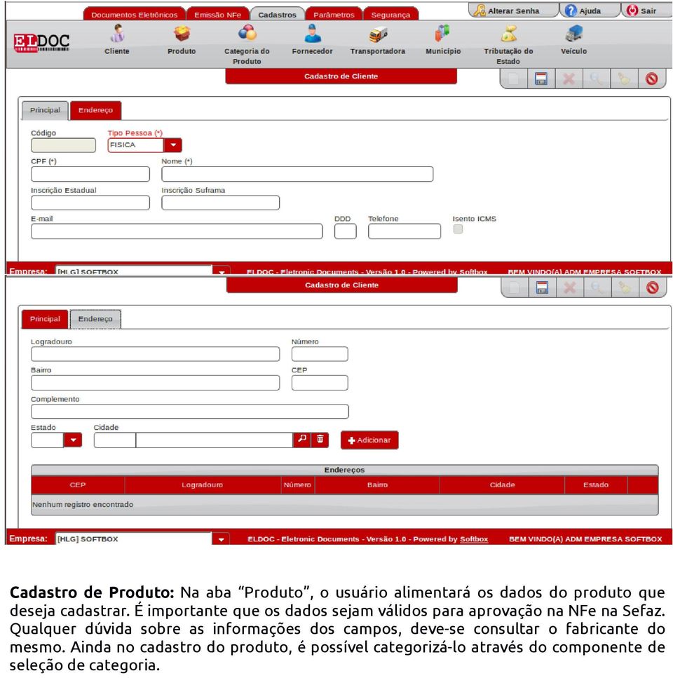 Qualquer dúvida sobre as informações dos campos, deve-se consultar o fabricante do mesmo.