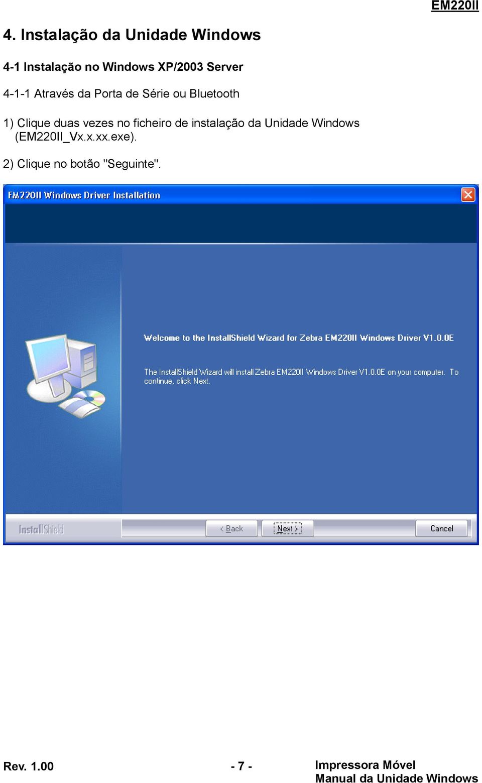 vezes no ficheiro de instalação da Unidade Windows (EM220II_Vx.x.xx.