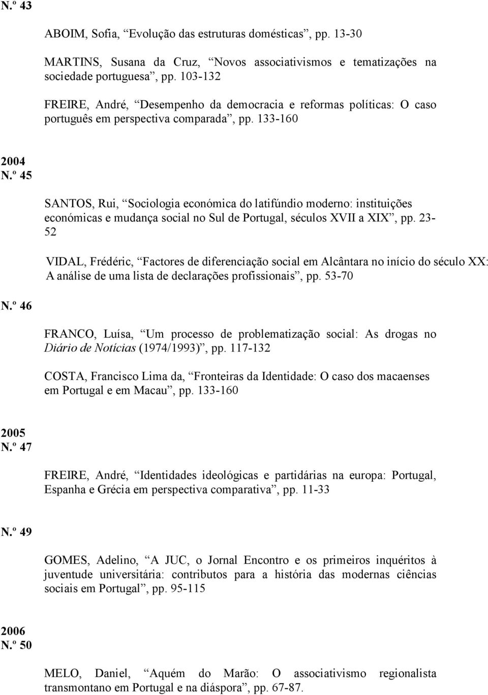 º 45 SANTOS, Rui, Sociologia económica do latifúndio moderno: instituições económicas e mudança social no Sul de Portugal, séculos XVII a XIX, pp.