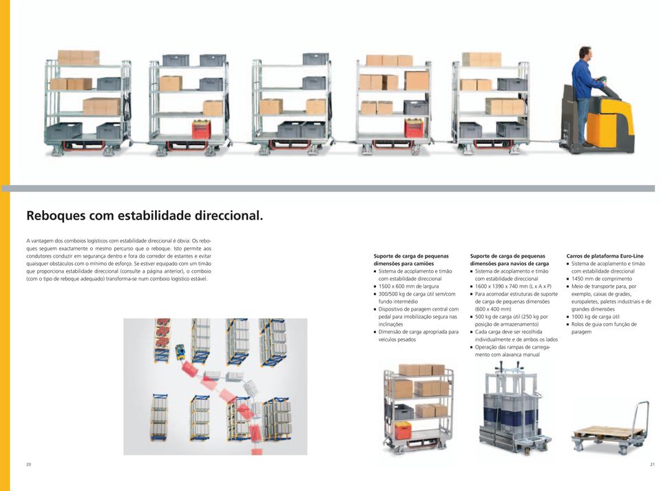 Se estiver equipado com um timão que proporciona estabilidade direccional (consulte a página anterior), o comboio (com o tipo de reboque adequado) transforma-se num comboio logístico estável.