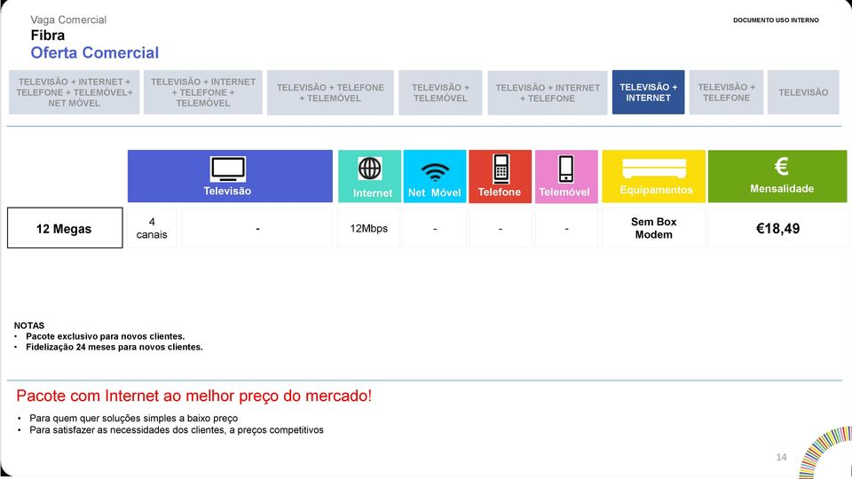 Fidelização 24 meses para novos clientes.