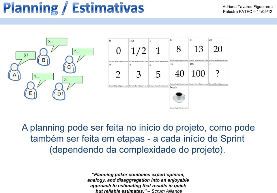 Planning poker combines expert opinion, analogy, and disaggregation into an