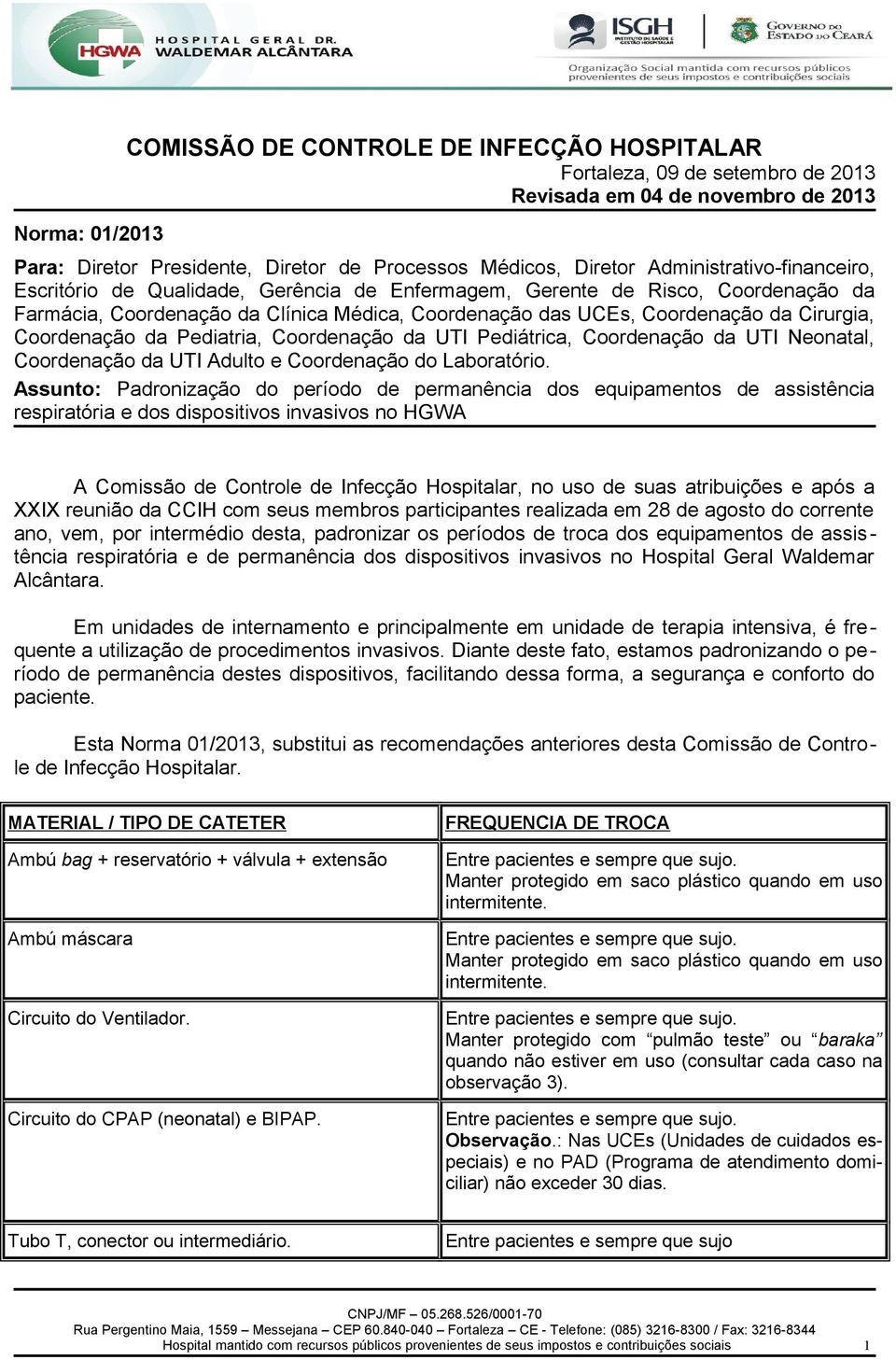 Coordenação da Pediatria, Coordenação da UTI Pediátrica, Coordenação da UTI Neonatal, Coordenação da UTI Adulto e Coordenação do Laboratório.