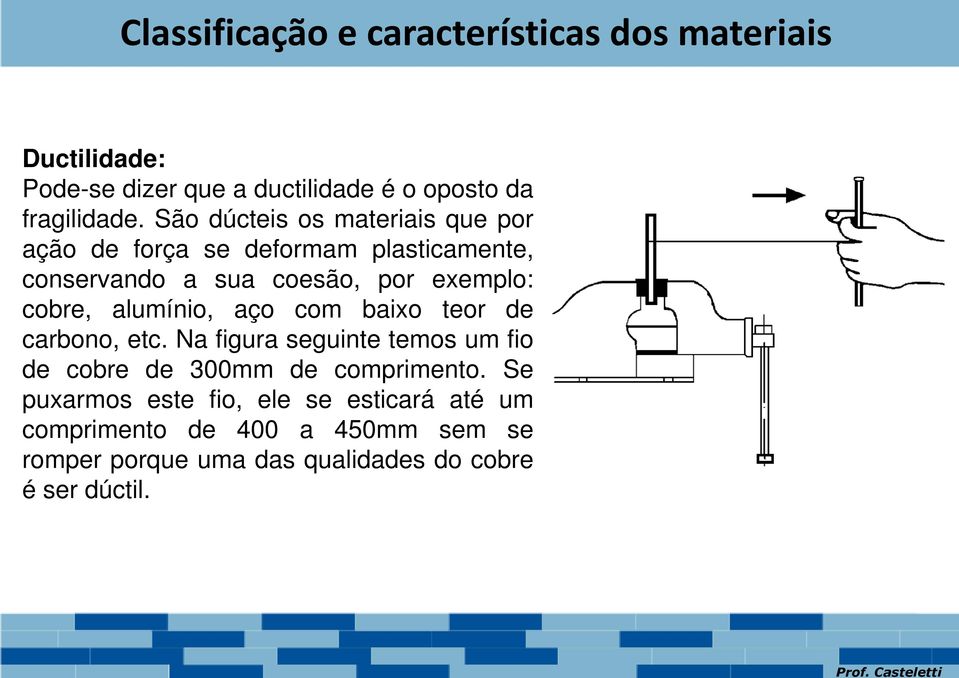 alumínio, aço com baixo teor de carbono, etc. Na figura seguinte temos um fio de cobre de 300mm de comprimento.