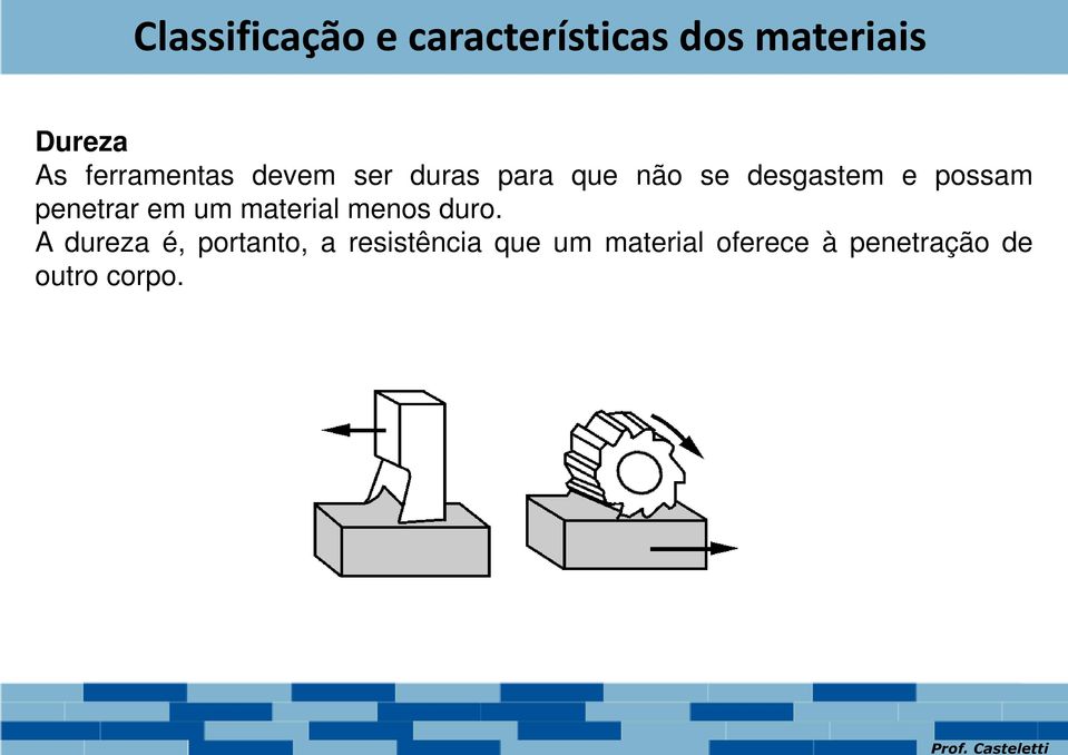 possam penetrar em um material menos duro.