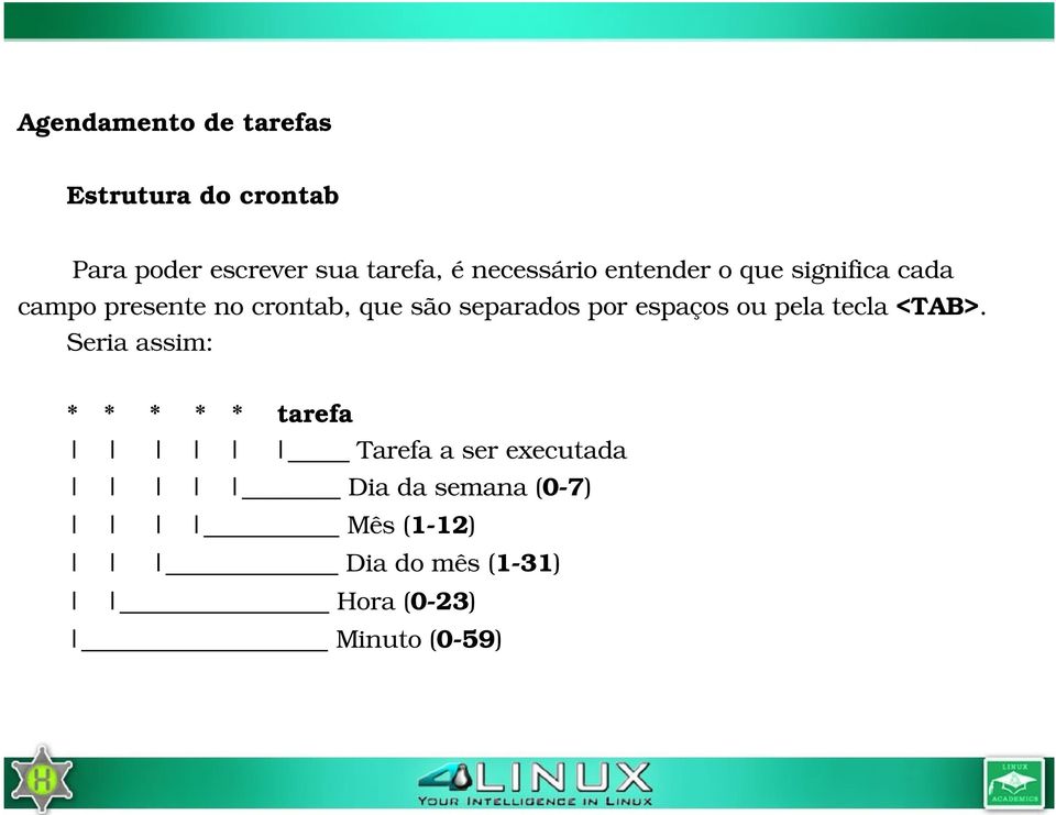 espaços ou pela tecla <TAB>.