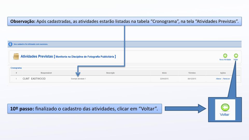 tela Atividades Previstas.