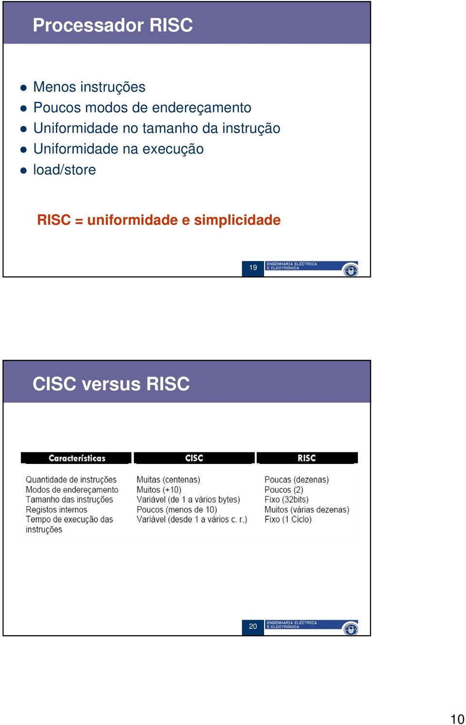 Uniformidade na execução load/store RISC =
