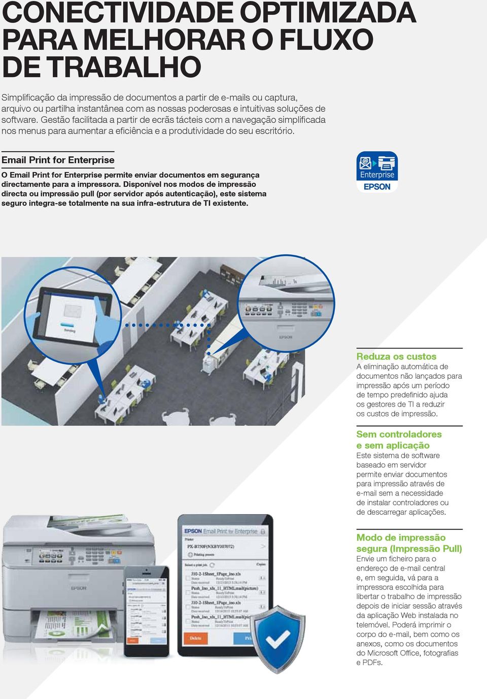 Email Print for Enterprise O Email Print for Enterprise permite enviar documentos em segurança directamente para a impressora.