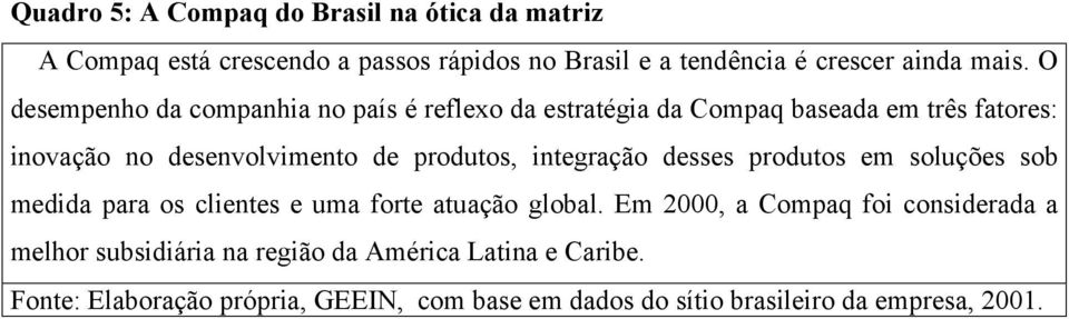 integração desses produtos em soluções sob medida para os clientes e uma forte atuação global.