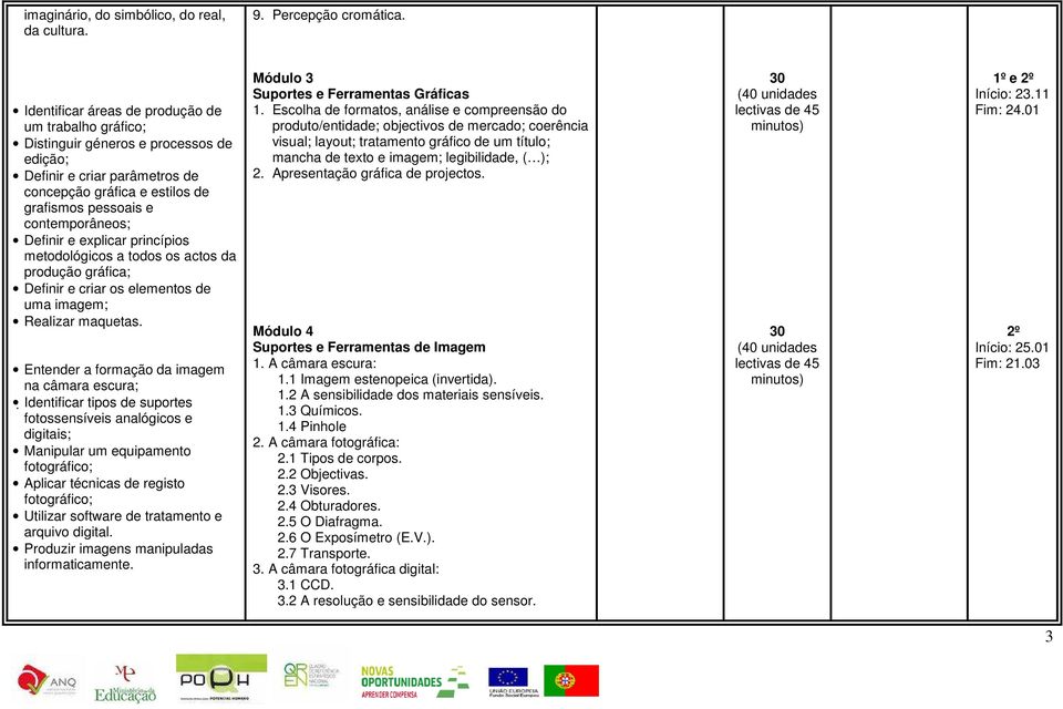 Definir e explicar princípios metodológicos a todos os actos da produção gráfica; Definir e criar os elementos de uma imagem; Realizar maquetas.