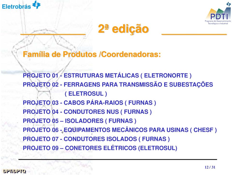 04 - CONDUTORES NUS ( FURNAS ) PROJETO 05 ISOLADORES ( FURNAS ) PROJETO 06 - EQUIPAMENTOS MECÂNICOS PARA