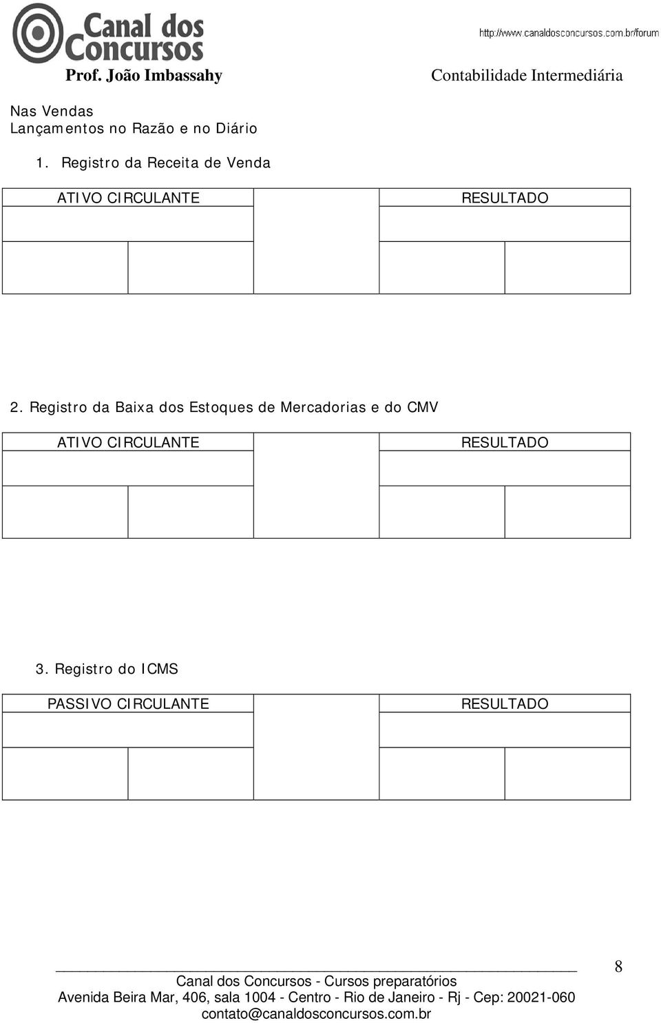 Registro da Baixa dos Estoques de Mercadorias e do