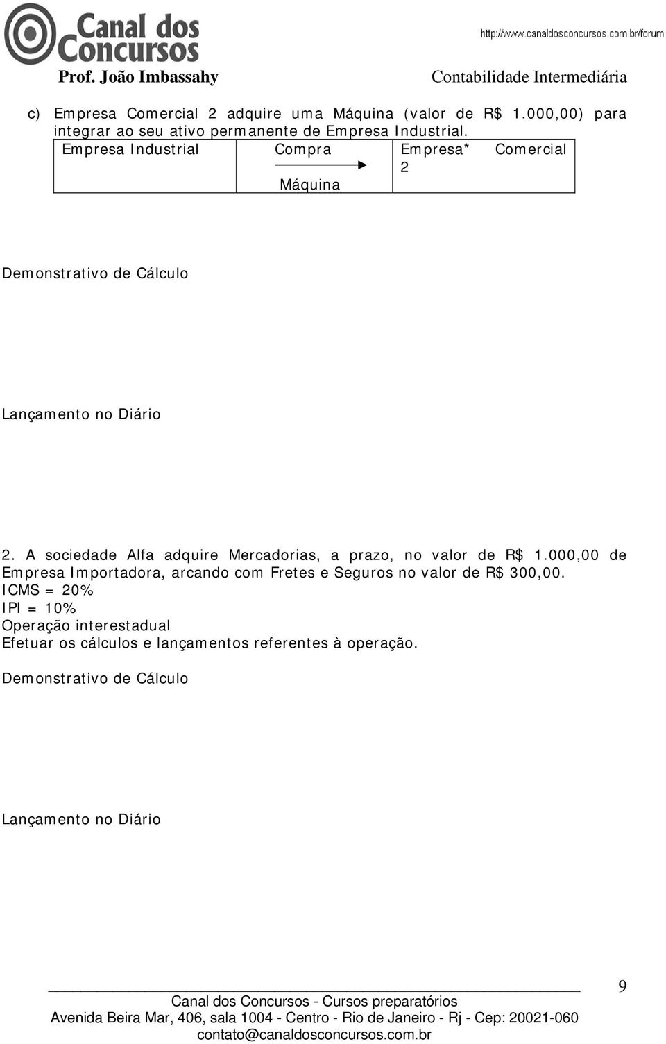 A sociedade Alfa adquire Mercadorias, a prazo, no valor de R$ 1.