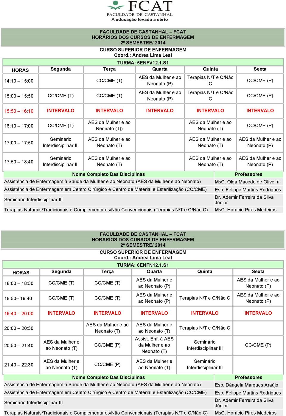 Assistência de à Saúde da Mulher e ao Neonato ( Neonato) Assistência de em Centro Cirúrgico e Centro de Material e Esterilização (CC/CME) II Terapias Naturais/Tradicionais e Complementares/Não