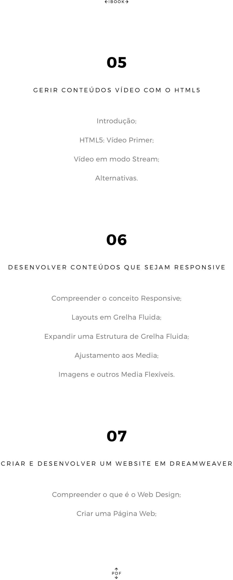 06 DESENVOLVER CONTEÚDOS QUE SEJAM RESPONSIVE Compreender o conceito Responsive; Layouts em Grelha