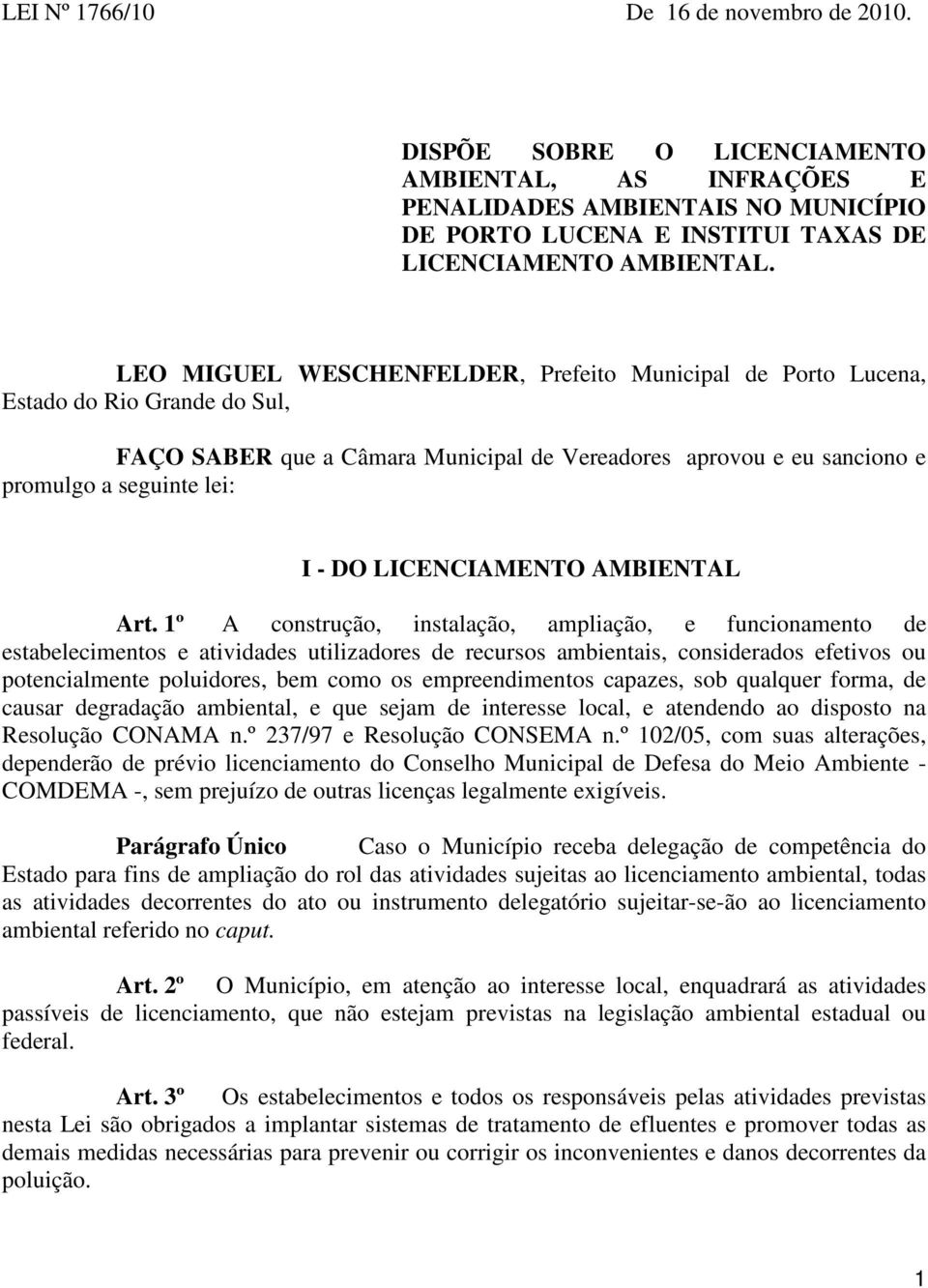 LICENCIAMENTO AMBIENTAL Art.