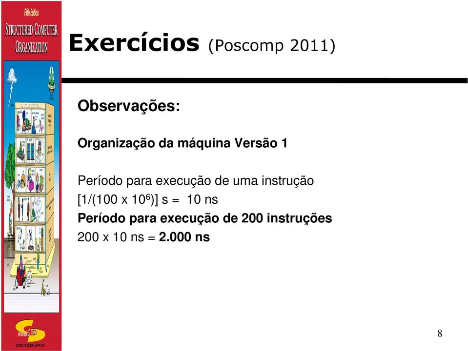 [1/(100 x 10 6 )] s = 10 ns Período para