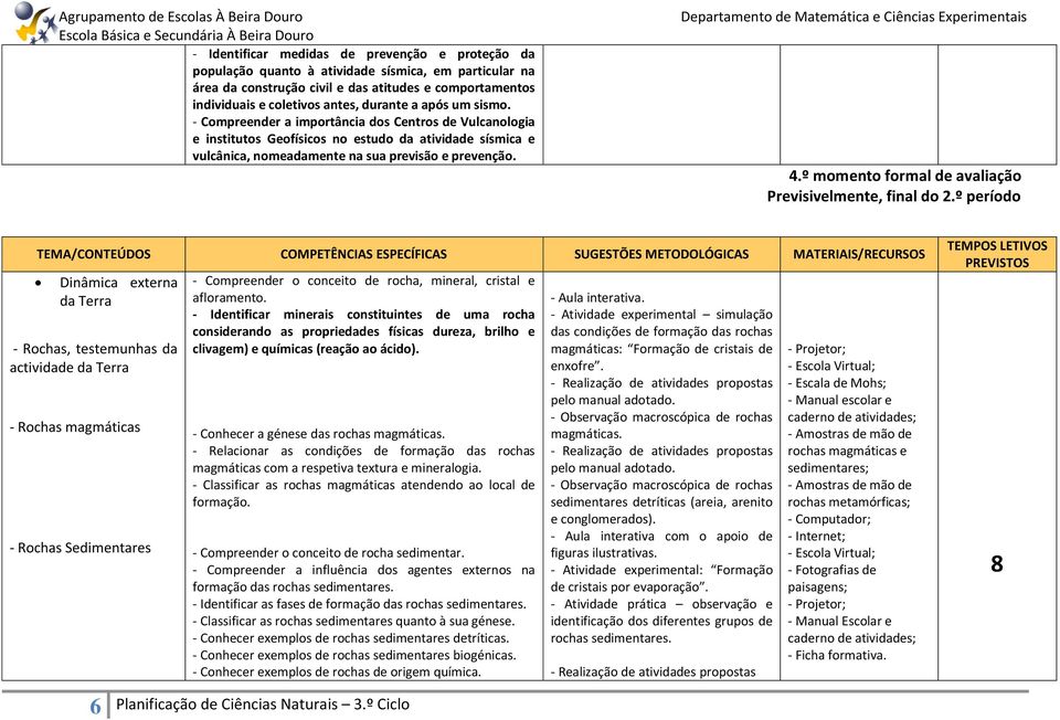 º momento formal de avaliação Previsivelmente, final do 2.