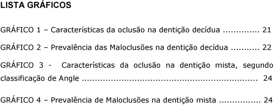 .. 22 GRÁFICO 3 - Características da oclusão na dentição mista, segundo