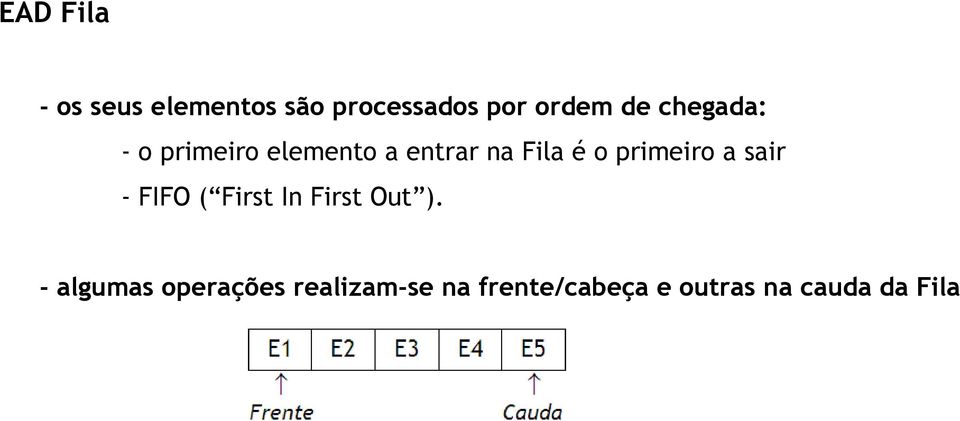 primeiro a sair - FIFO ( First In First Out ).