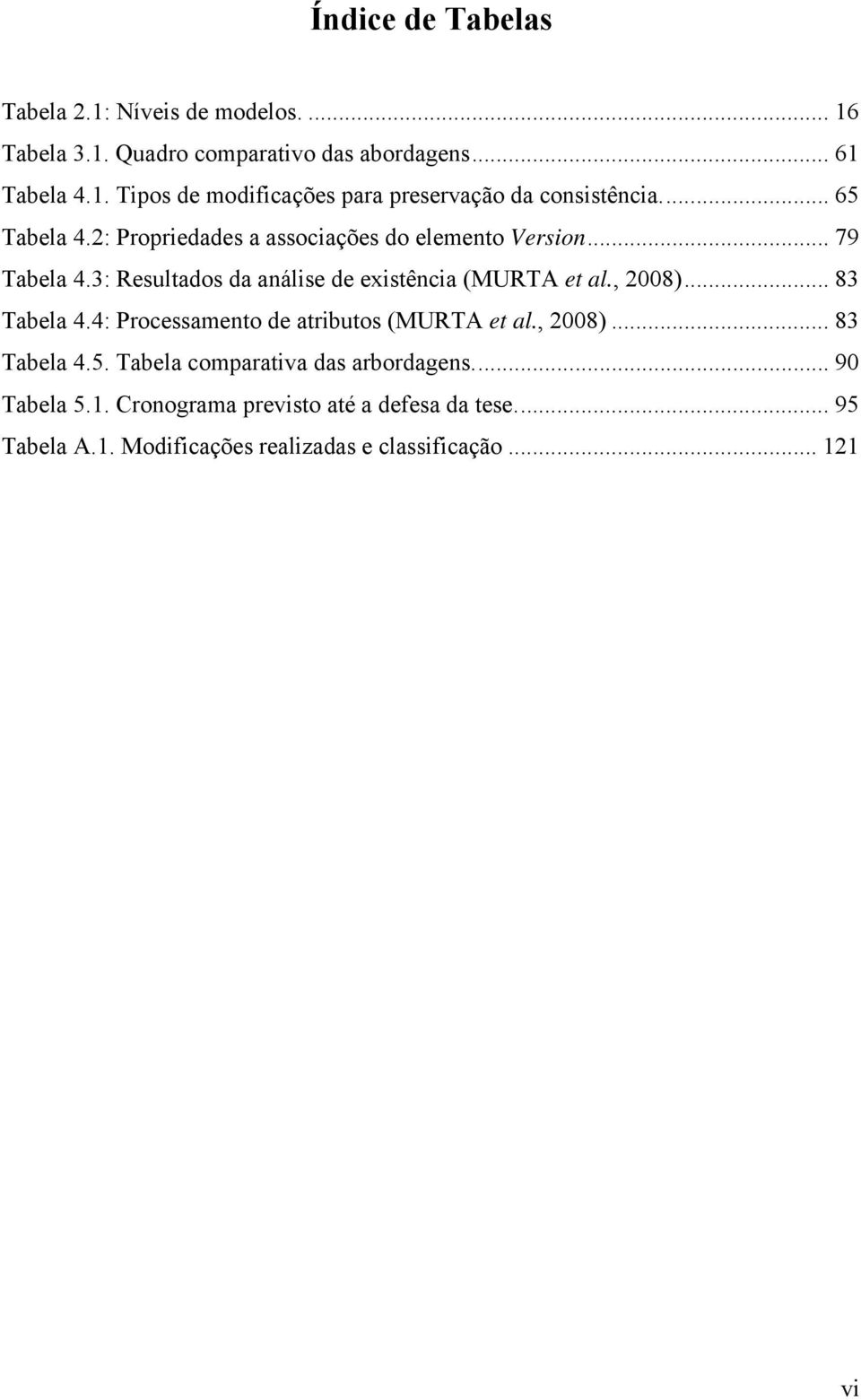 .. 83 Tabela 4.4: Processamento de atributos (MURTA et al., 2008)... 83 Tabela 4.5. Tabela comparativa das arbordagens.... 90 Tabela 5.1.