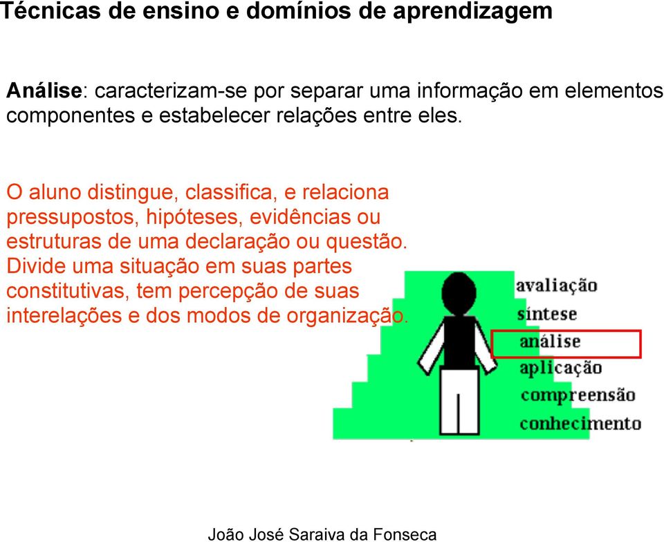 O aluno distingue, classifica, e relaciona pressupostos, hipóteses, evidências ou