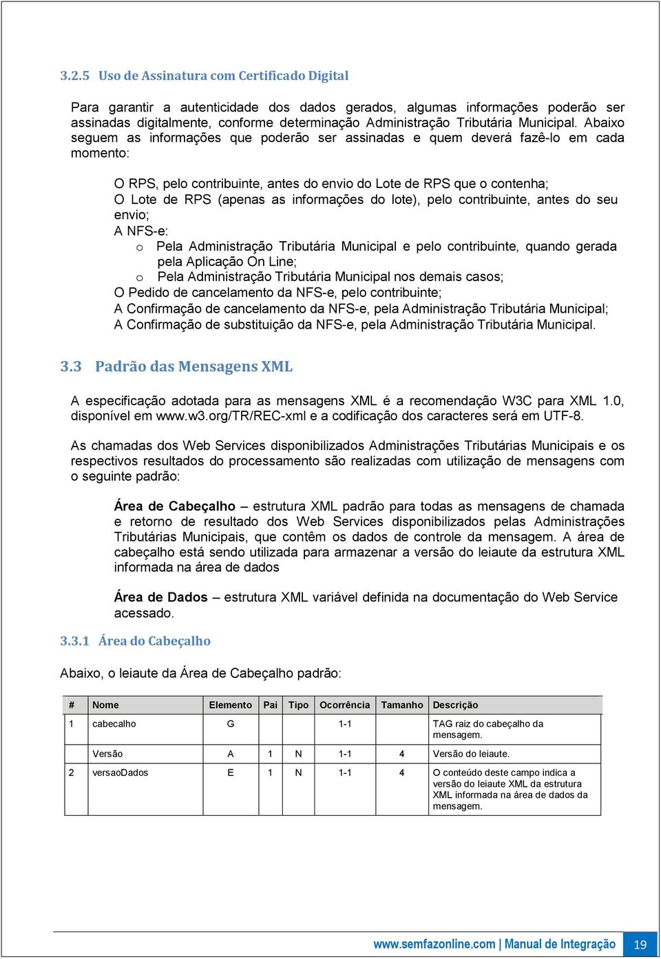 Abaixo seguem as informações que poderão ser assinadas e quem deverá fazê-lo em cada momento: O RPS, pelo contribuinte, antes do envio do Lote de RPS que o contenha; O Lote de RPS (apenas as