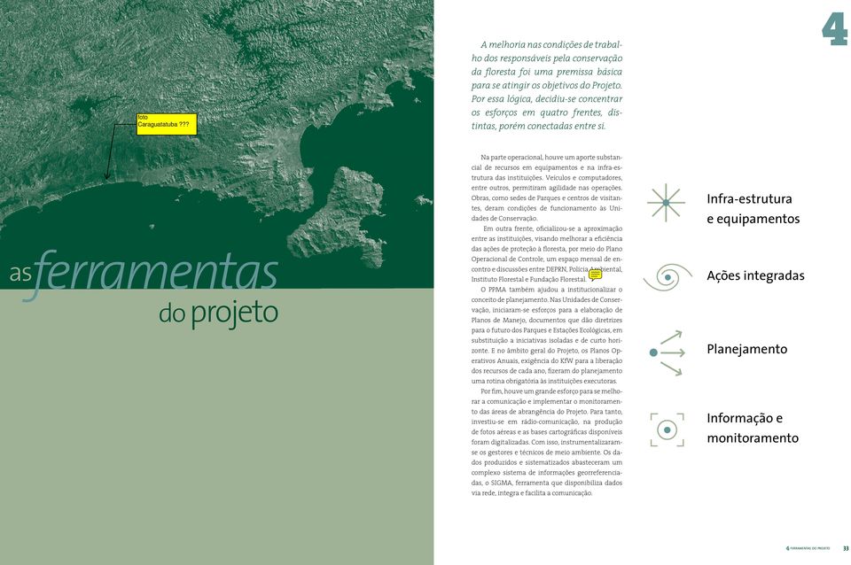 4 ferramentas as do projeto Na parte operacional, houve um aporte substancial de recursos em equipamentos e na infra-estrutura das instituições.