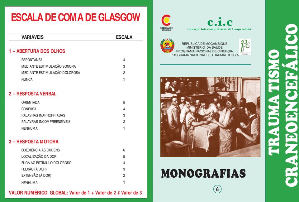 LOCALIZAÇÃO DA DOR 5 FUGA AO ESTÍMULO DOLOROSO 4 FLEXÃO (À DOR) 3 EXTENSÃO (À DOR) 2 NENHUMA 1 VALOR NUMÉRICO GLOBAL: Valor de 1 + Valor de 2 + Valor