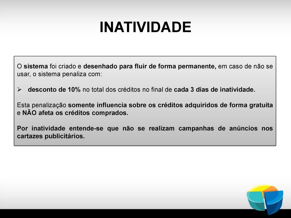 Esta penalização somente influencia sobre os créditos adquiridos de forma gratuita e NÃO afeta os