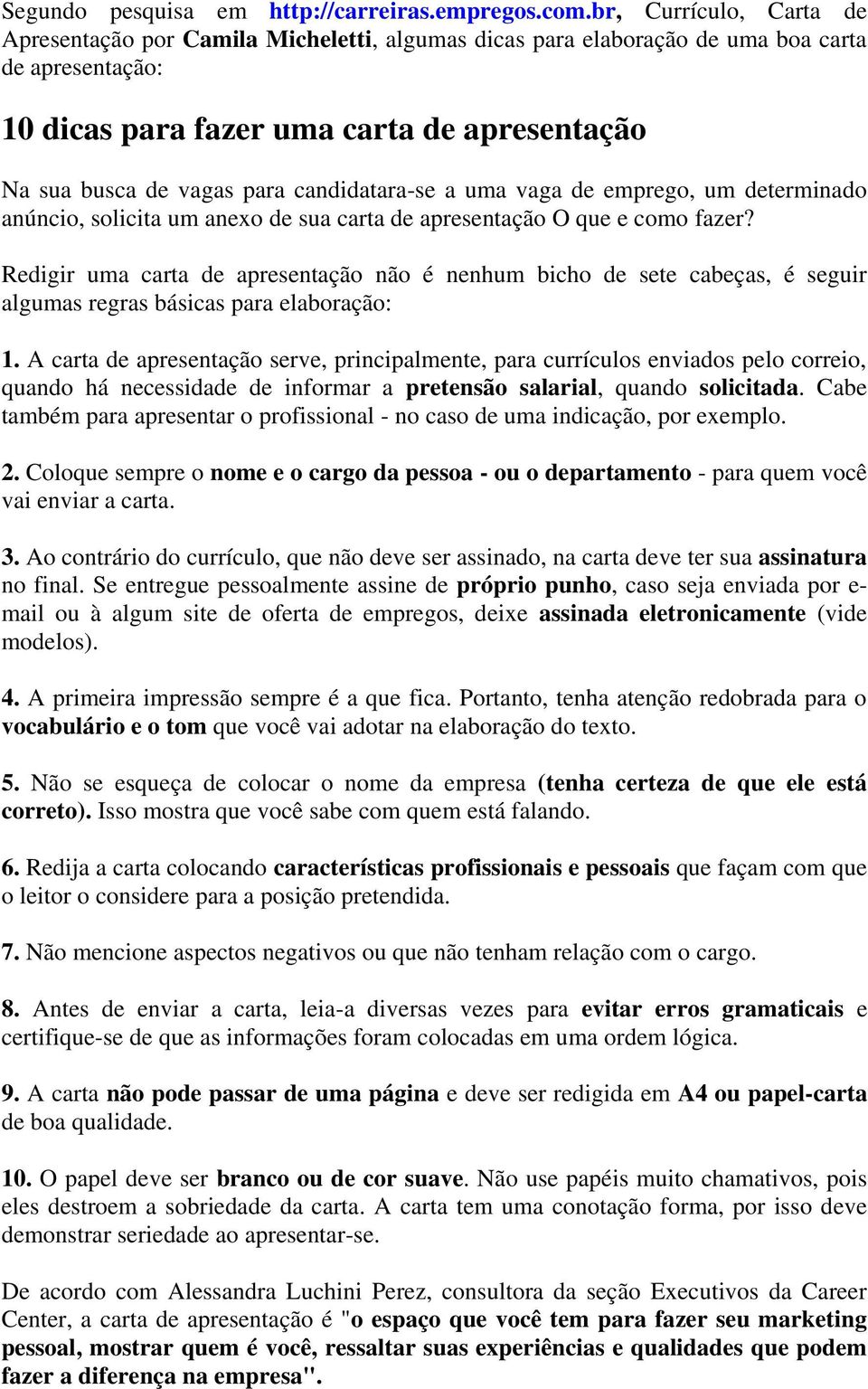 Como Fazer Uma Carta De Apresentação Exemplo