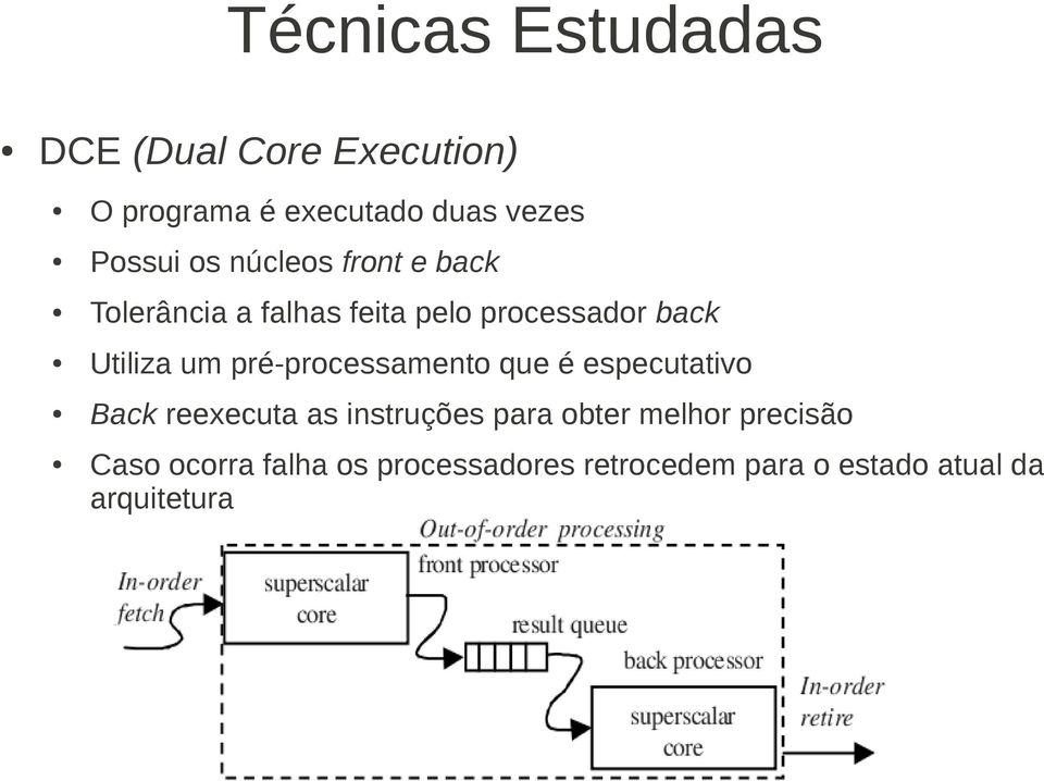 pré-processamento que é especutativo Back reexecuta as instruções para obter melhor