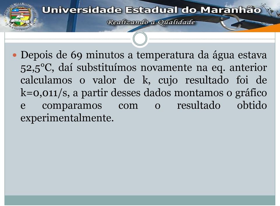 anterior calculamos o valor de k, cujo resultado foi de