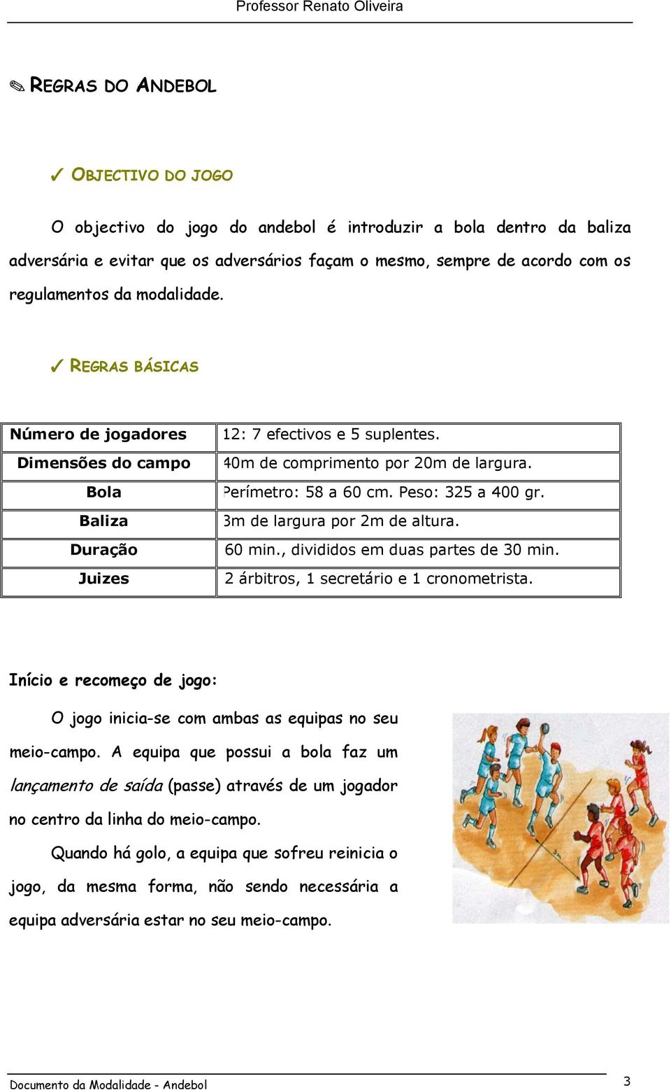 Peso: 325 a 400 gr. 3m de largura por 2m de altura. 60 min., divididos em duas partes de 30 min. 2 árbitros, 1 secretário e 1 cronometrista.