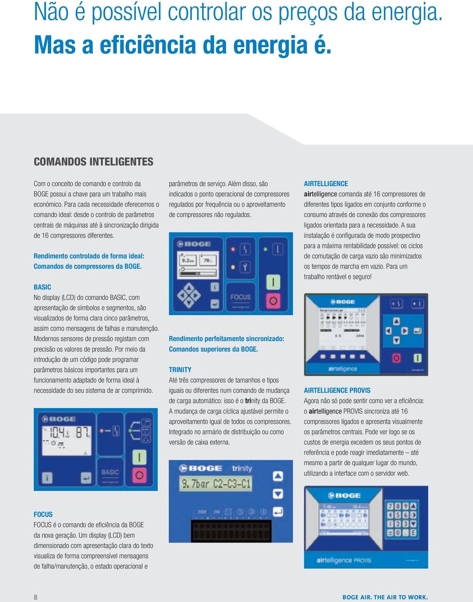 Rendimento controlado de forma ideal: Comandos de compressores da BOGE.