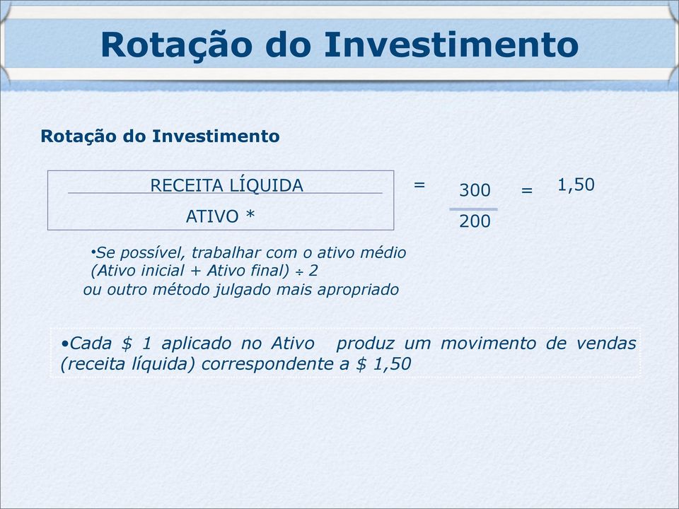 Ativo final) 2 ou outro método julgado mais apropriado Cada $ 1 aplicado