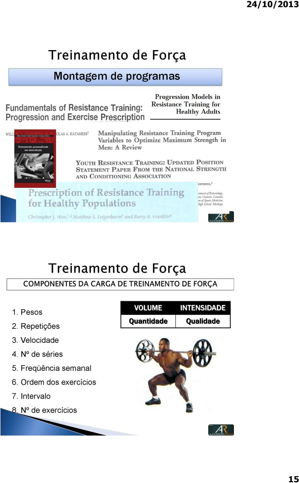 Freqüência semanal 6. Ordem dos exercícios 7.