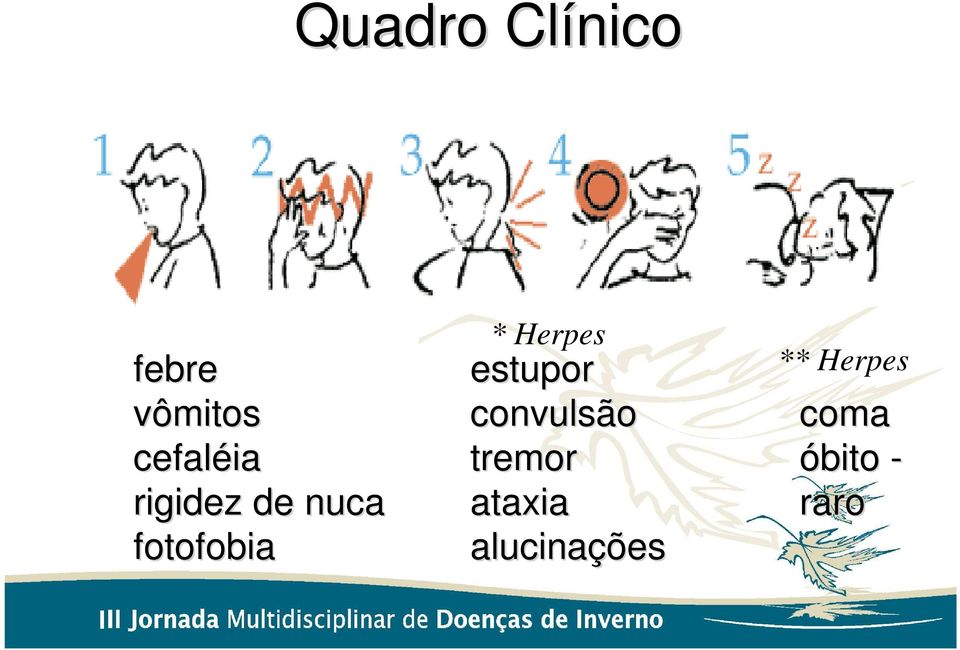 * Herpes estupor convulsão tremor