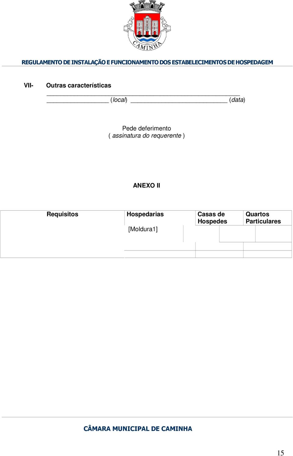 ) ANEXO II Requisitos Hospedarias Casas de