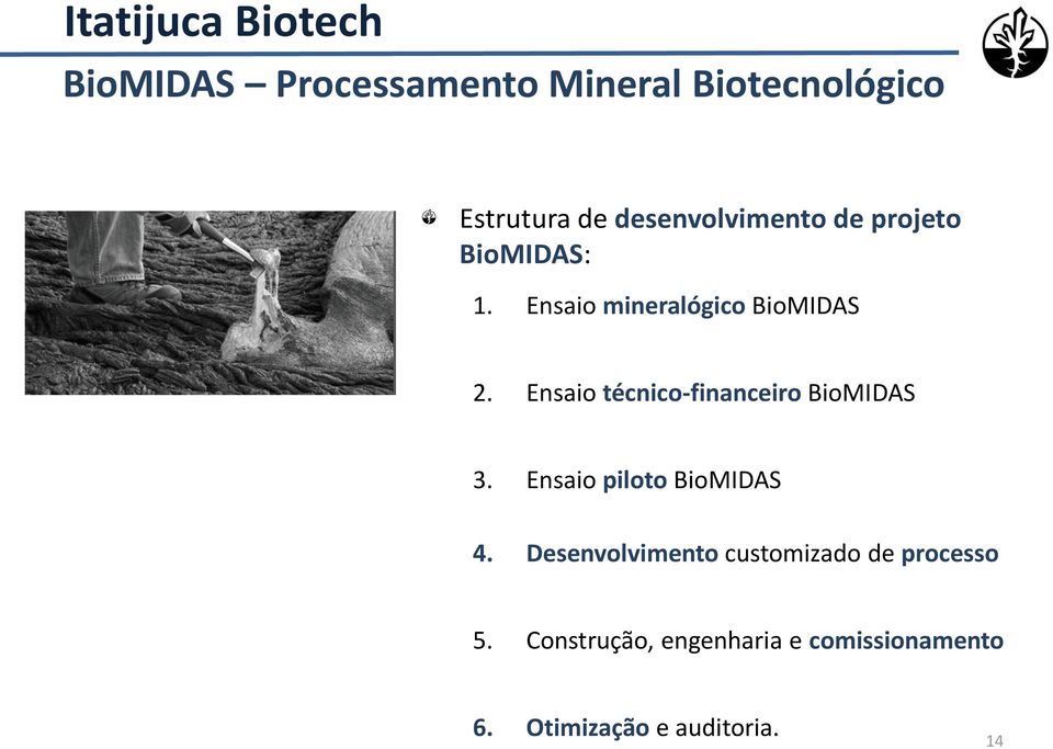 Ensaio técnico-financeiro BioMIDAS 3. Ensaio piloto BioMIDAS 4.