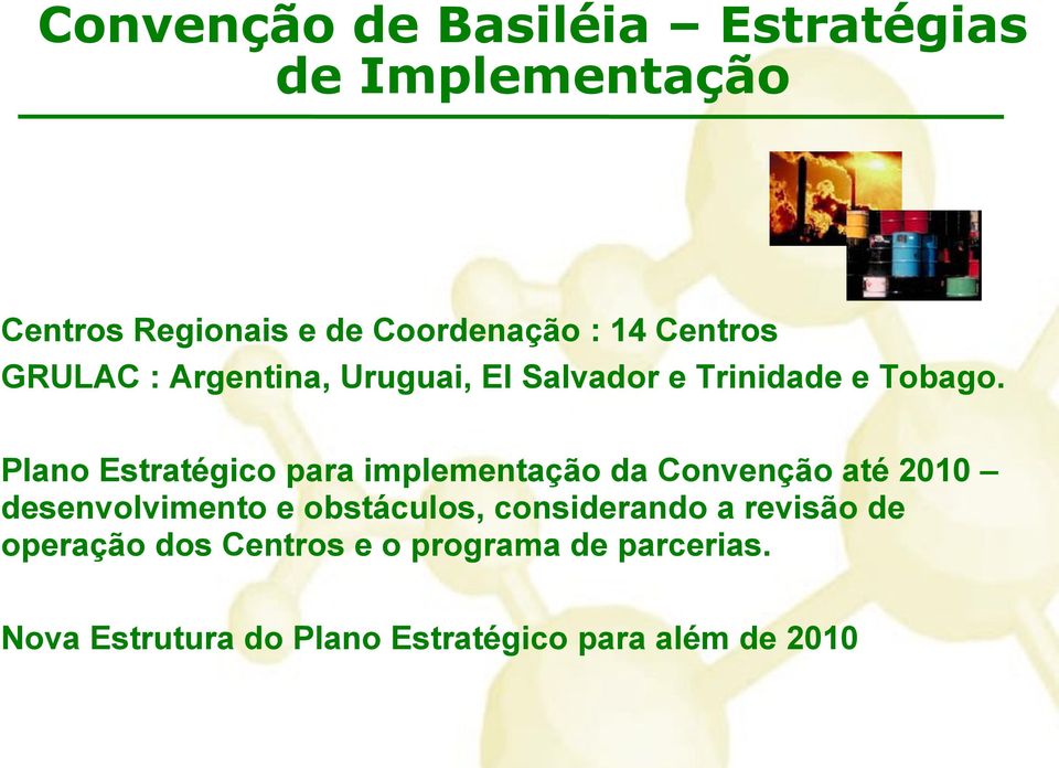 Plano Estratégico para implementação da Convenção até 2010 desenvolvimento e obstáculos,