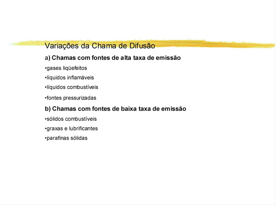 combustíveis fontes pressurizadas b) Chamas com fontes de baixa