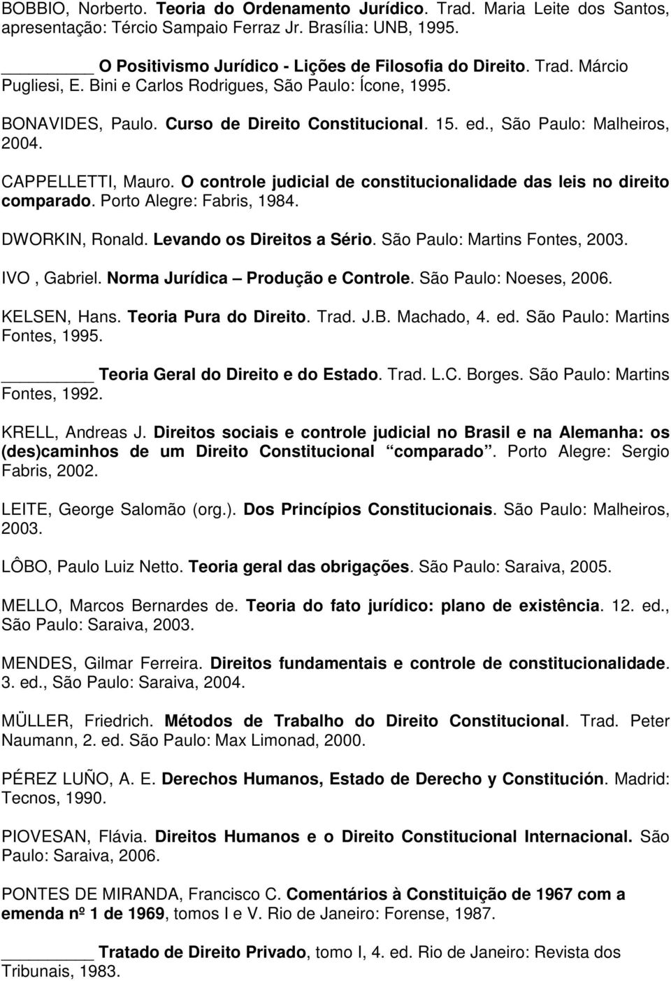 O controle judicial de constitucionalidade das leis no direito comparado. Porto Alegre: Fabris, 1984. DWORKIN, Ronald. Levando os Direitos a Sério. São Paulo: Martins Fontes, 2003. IVO, Gabriel.